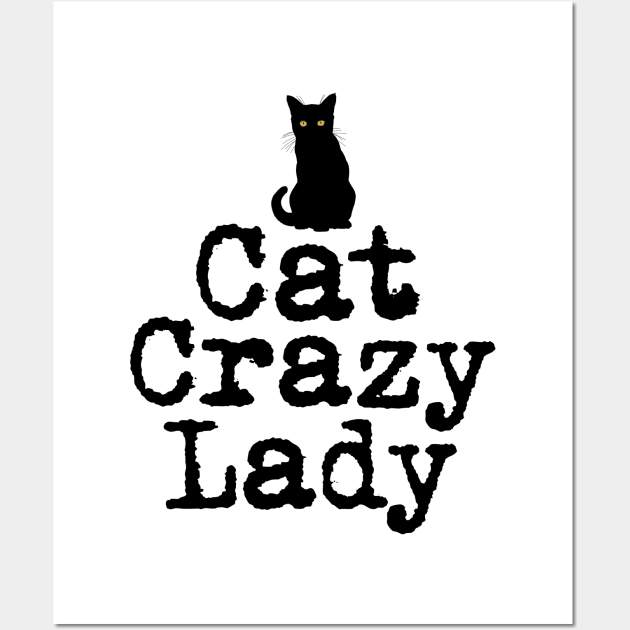 Cat Crazy Lady in Black Cat Silhouette Wall Art by CarleahUnique